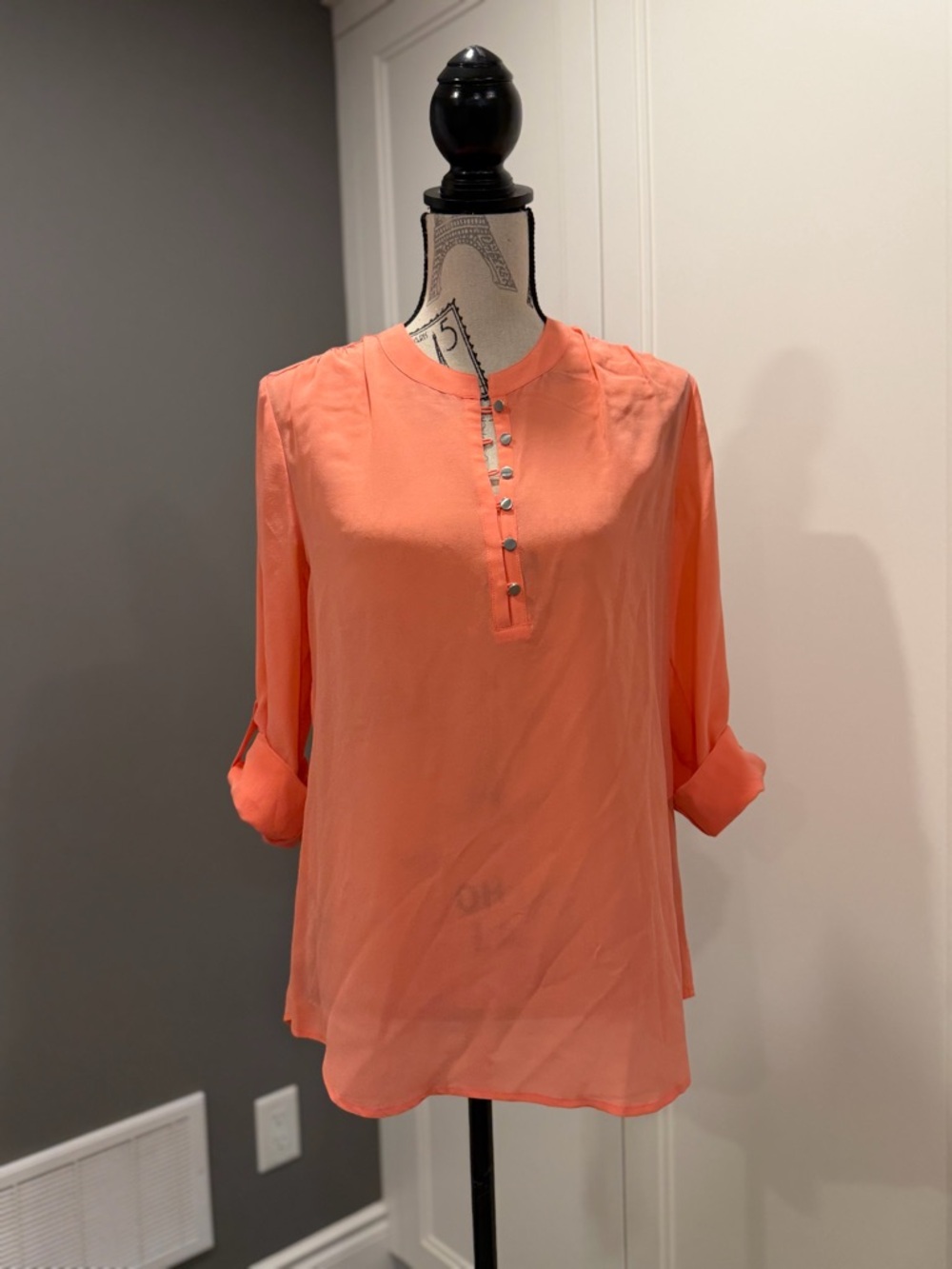 Banana Republic Coral Silk Milly Collection Safari Blouse